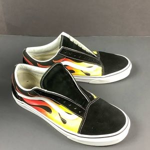 Vans Unisex Old Skool Flame Black Mens Size: 8.5 , Women’s Size: 10